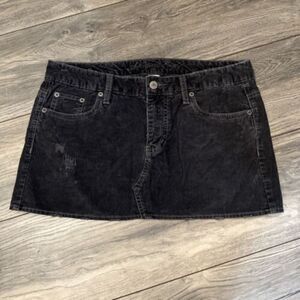 American Eagle Y2K Corduroy Mini Skirt Blue Pockets Size 6 Junior Distressed